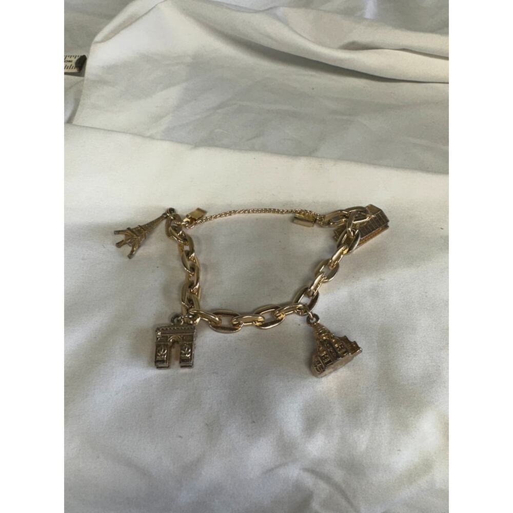 VTG gold tone Paris charm bracelet